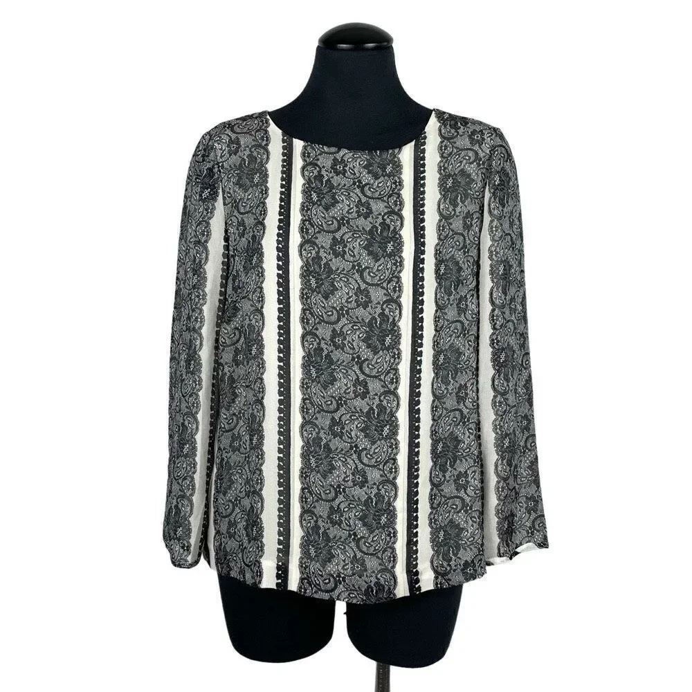 J. Crew Chiffon Lace Pattern‎ Blouse - Women’s 6